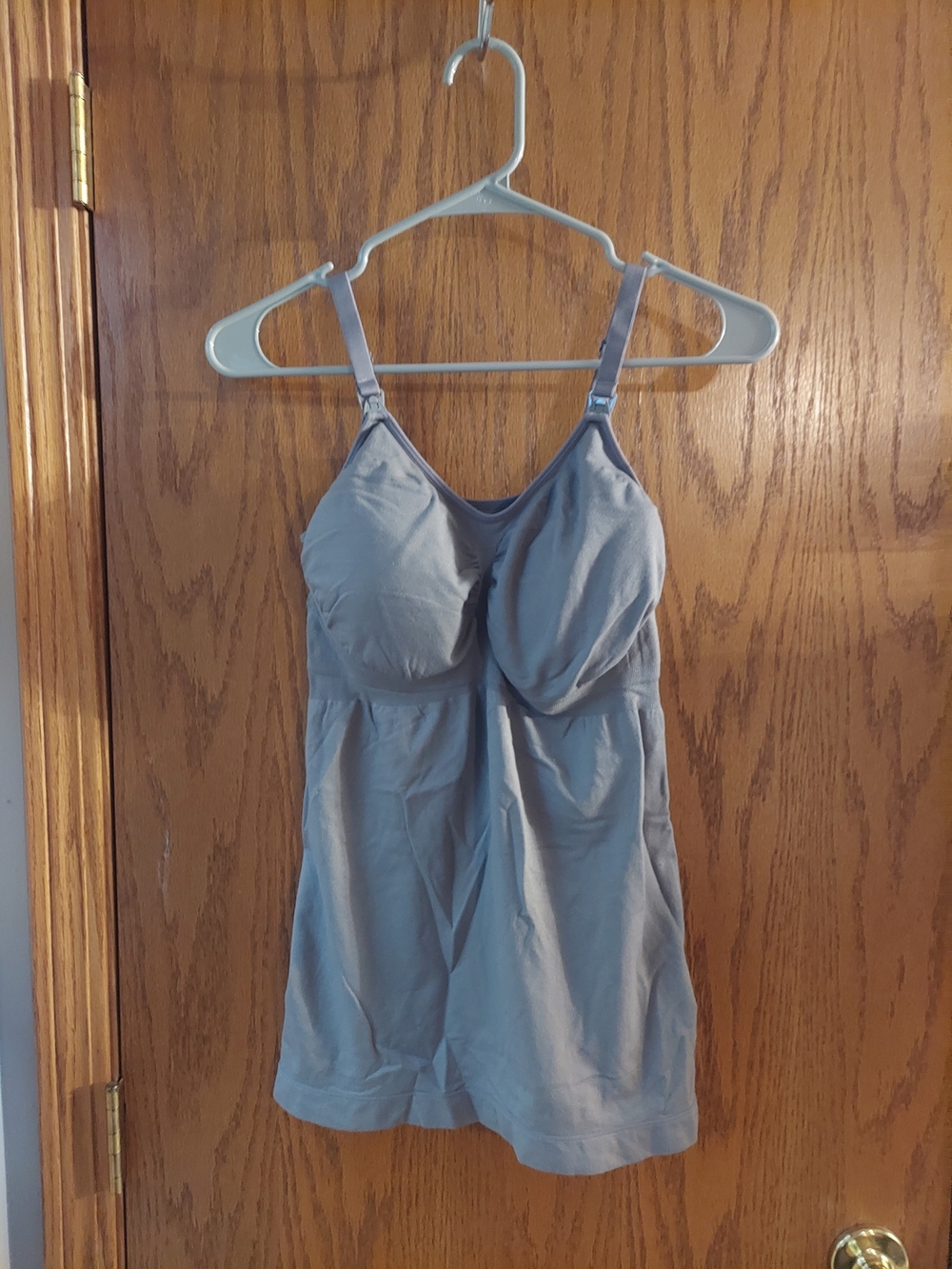 Hofish Grey Seamless Maternity Nursing Tank Top Drop Down Clips Large